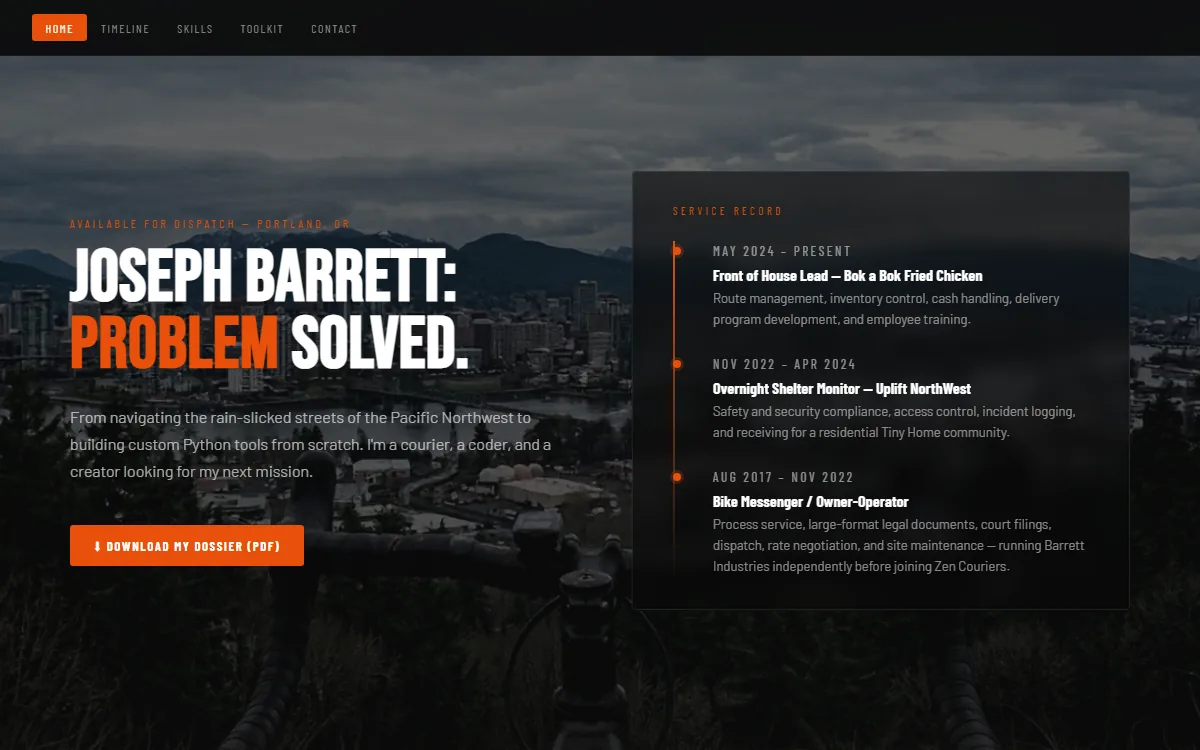 JoeNeeds.work portfolio site